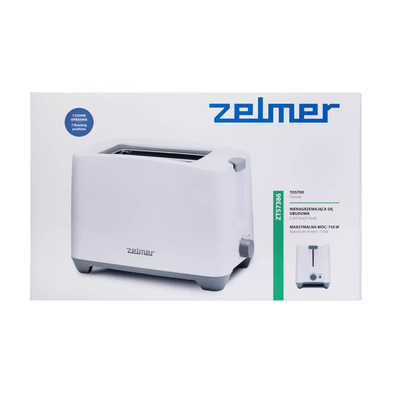 Zelmer ZTS7386 toster 2 kromki 750 W Biały