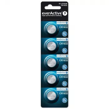 Bateria everActive CR1632 litowa jednorazowa guzikowa 3 V — 5 szt., 16 mm × 3,2 mm