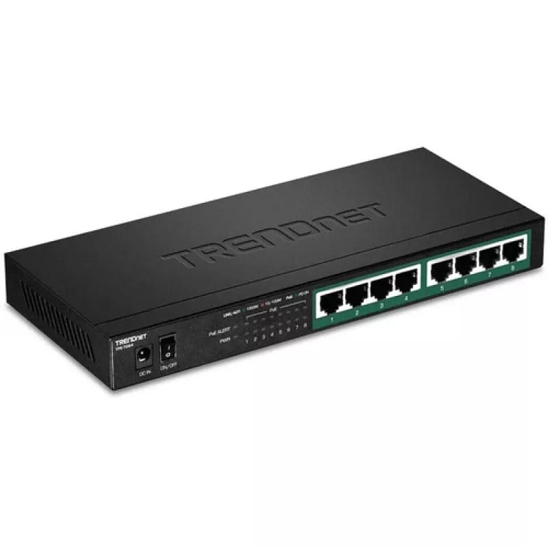 TRENDnet TPE-TG84 - Przełącznik - 8 x 10/100/1000 (PoE+) - Biurkowy, montowany na ścianie - PoE+ (120 W)