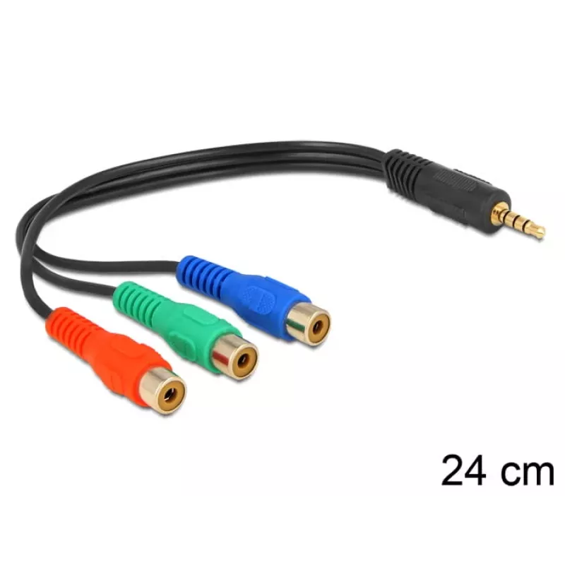 Kabel audio DeLOCK 62499 0,24 m 3,5 mm na 3 x RCA czarny