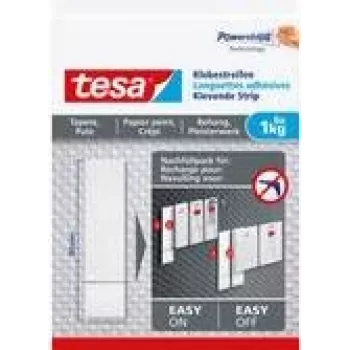 tesa 77771 Paski samoprzylepne do tapet i tynku, białe Zawartość: 3 szt. (77771)