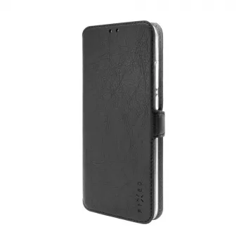 Skórzane etui książkowe FIXED do Xiaomi Redmi 14C, czarne — etui ochronne na przód i tył
