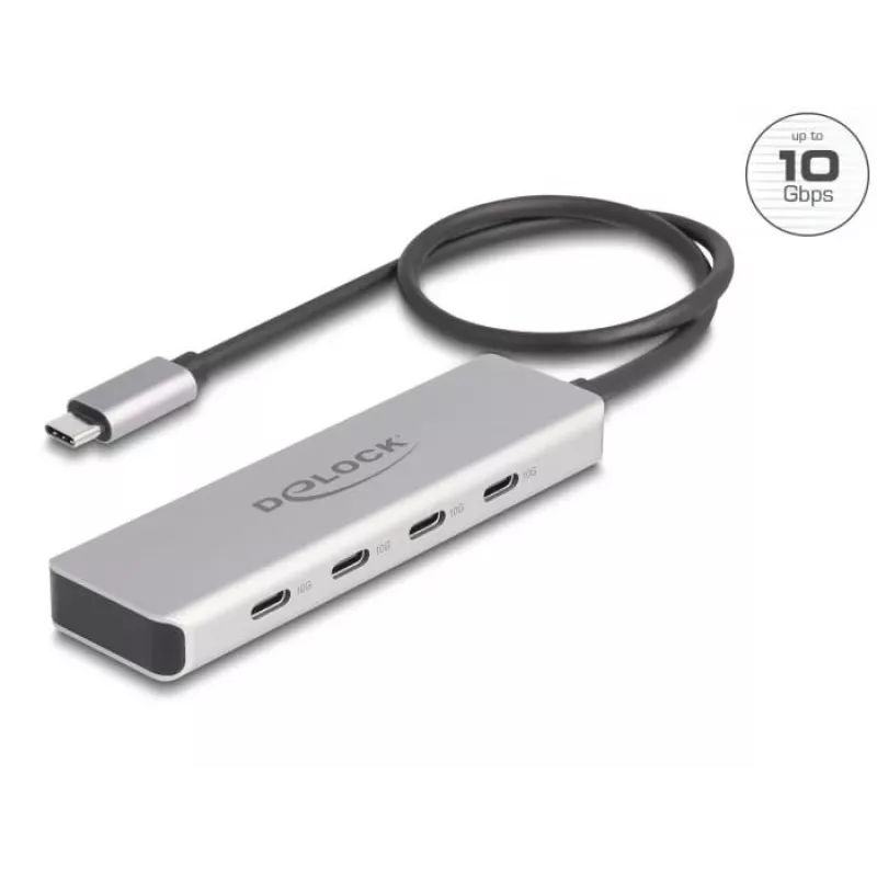 DeLOCK USB-C Hub 10 Gb/s 4 porty Aluminiowy Szary