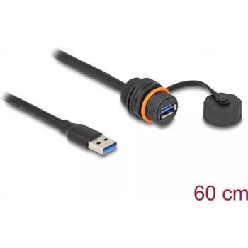 Kabel DeLOCK USB USB Type-A męski na żeński 5 Gb/s 60 cm czarny IP68