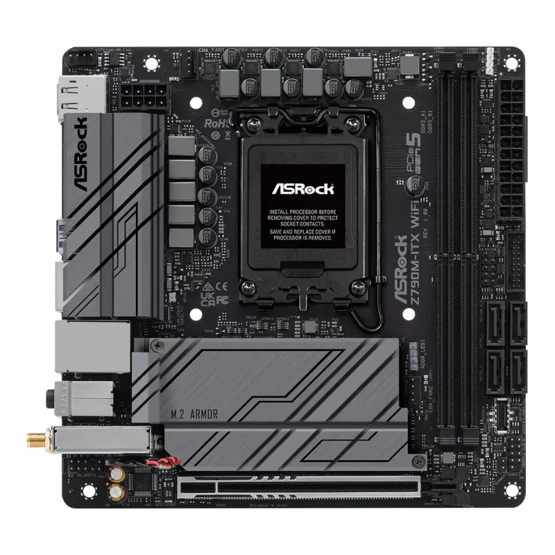 Płyta główna ASRock Z790M-ITX WiFi — Intel Z790, LGA 1700, mini ITX, DDR5, 2x DIMM, 64GB, 2.5Gb LAN, Wi‑Fi 6E