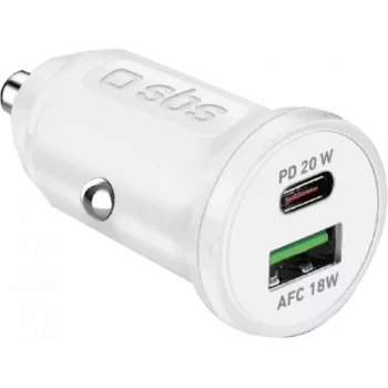 SBS Car Charger 12/24V 1x Type C PD+ USB 2.1 A biały