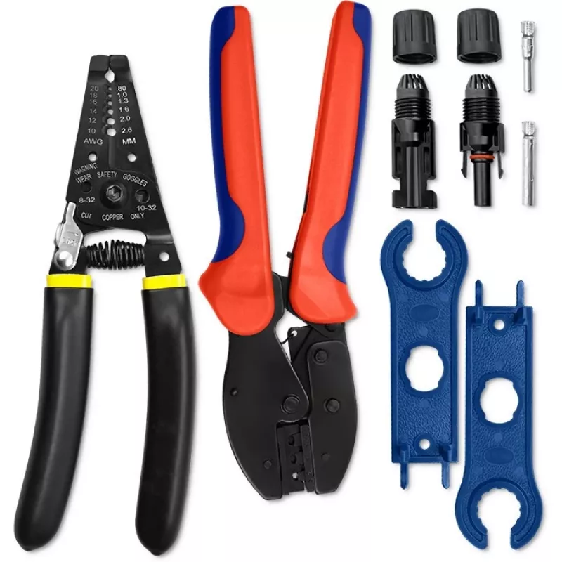 Zestaw narzędzi solarnych Qoltec kompatybilny ze złączami MC4 | Narzędzie do zaciskania + szczypce do zdejmowania izolacji