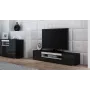 Szafka TV cama meble VIVA 180 — 1800×400×370 mm, czarny blat (płyta wiórowa), czarna rama, białe akcenty
