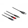 Delock - Lightning-Kabel, nur zum Aufladen - USB männlich bis Micro-USB Typ B, Lightning, USB-C männlich - 1,0m - Schwarz (87277)