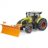 Ciągnik-zabawka BRUDER Claas Axion 950 z łańcuchami śniegowymi i pługiem śnieżnym, model w skali