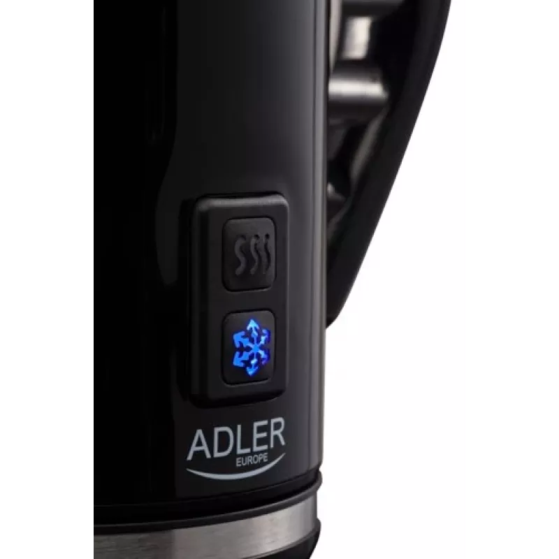 Automatyczny spieniacz/podgrzewacz mleka Adler AD 4478 — misa ze stali nierdzewnej, pojemność 240 ml, 500 W, gorące i zimne