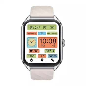 Smartwatch Zeblaze GTS 4 — 1,94 cala (4,93 cm) AMOLED 466×466 px, ekran dotykowy, Wi‑Fi, metalowa obudowa, silikonowy pasek (biały)