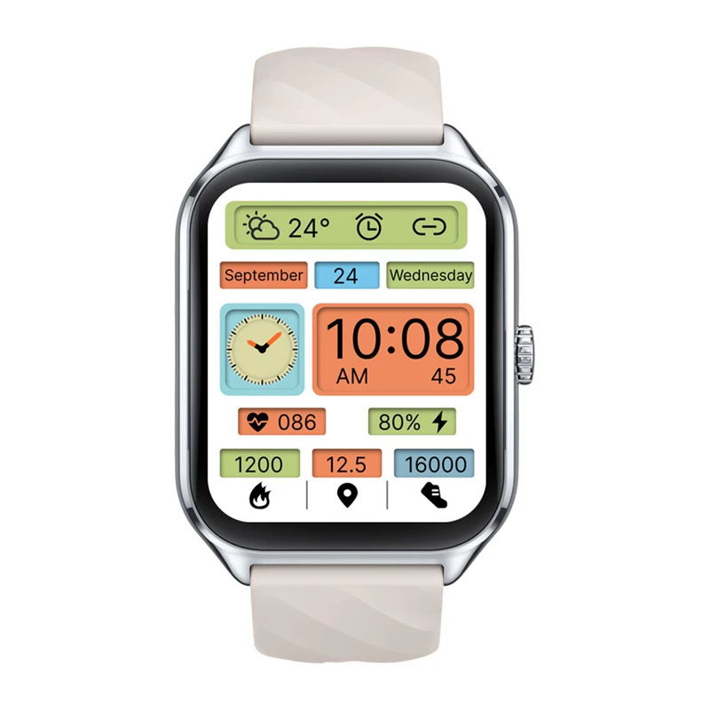 Smartwatch Zeblaze GTS 4 — 1,94 cala (4,93 cm) AMOLED 466×466 px, ekran dotykowy, Wi‑Fi, metalowa obudowa, silikonowy pasek (biały)