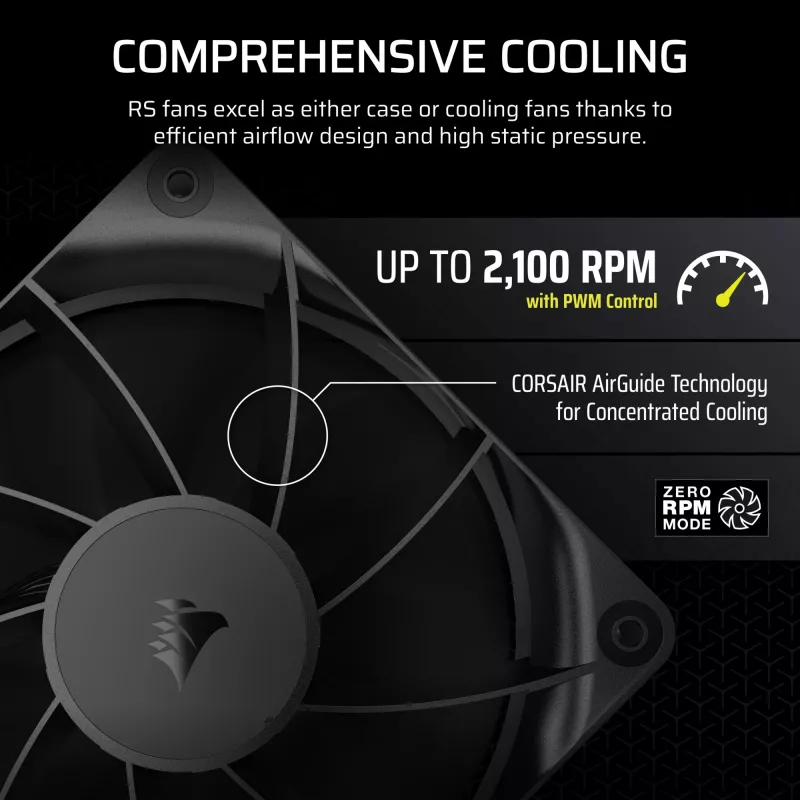 Wentylator Corsair RS120 12 cm czarny 420-2100 RPM 3 szt.