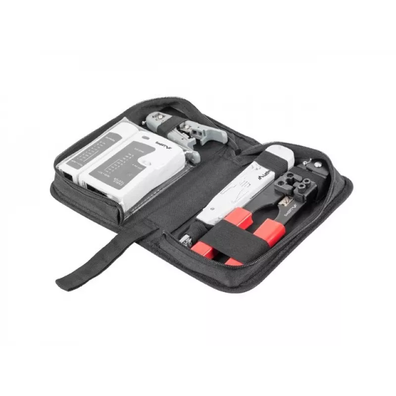 Zestaw narzędzi sieciowych LANBERG Tester Stripper Crimper NT-0301 – obsługa złączy RJ-12
