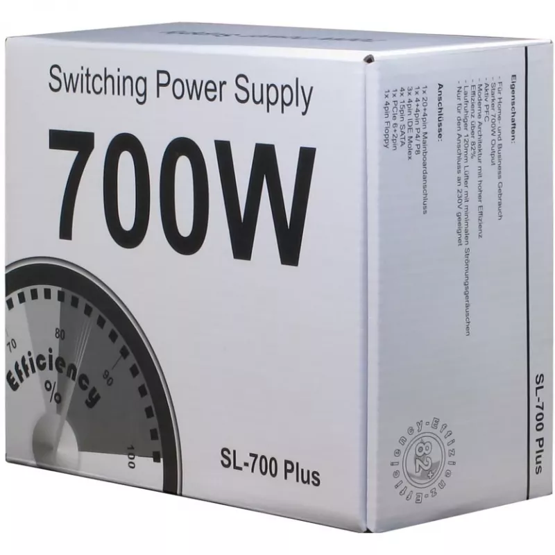 Inter-Tech SL-700 Plus - Zasilacz (wewnętrzny) - ATX12V 2.4 - AC 230 V - 700 W - aktywny PFC (88882141)