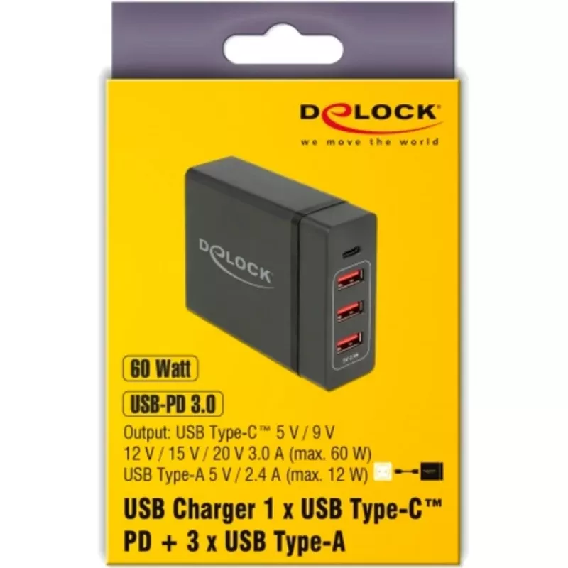 DeLOCK USB ładowarka ścienna 63974 Universal Czarny AC Indoor