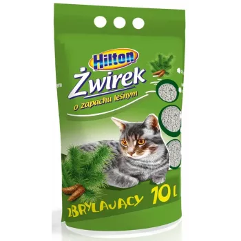 Zbrylający się bentonitowy żwirek dla kota Hilton Forest scent 10 L, szybko wchłaniający, eliminujący zapachy