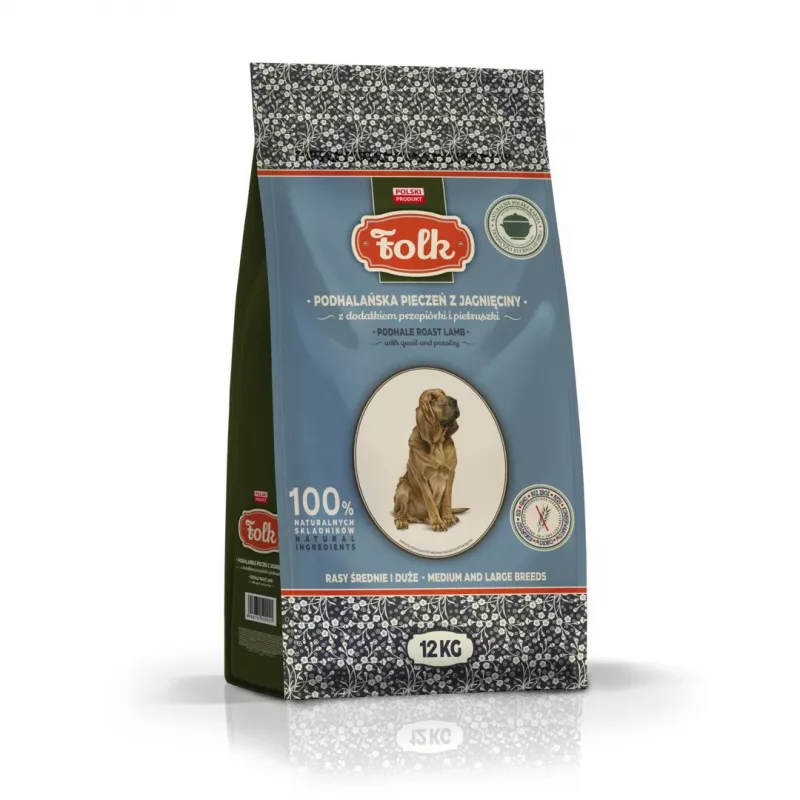 FOLK Medium and large breeds Podhale-style lamb roast with quail and parsley - sucha karma dla psów - 12 kg