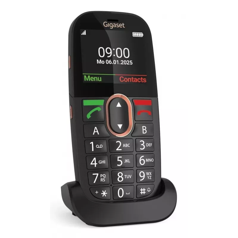Telefon dla seniorów Gigaset GL695 — wyświetlacz 2,31 cala (5,87 cm), 240×320, Single SIM, 4G, aparat 2 MP, bateria 1400 mAh, czarny