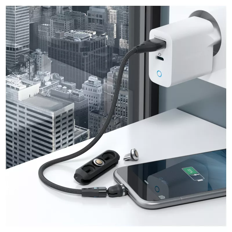 Kabel USB RealPower MagneticCharge3 0,2 m USB A Czarny Szybkie Ładowanie