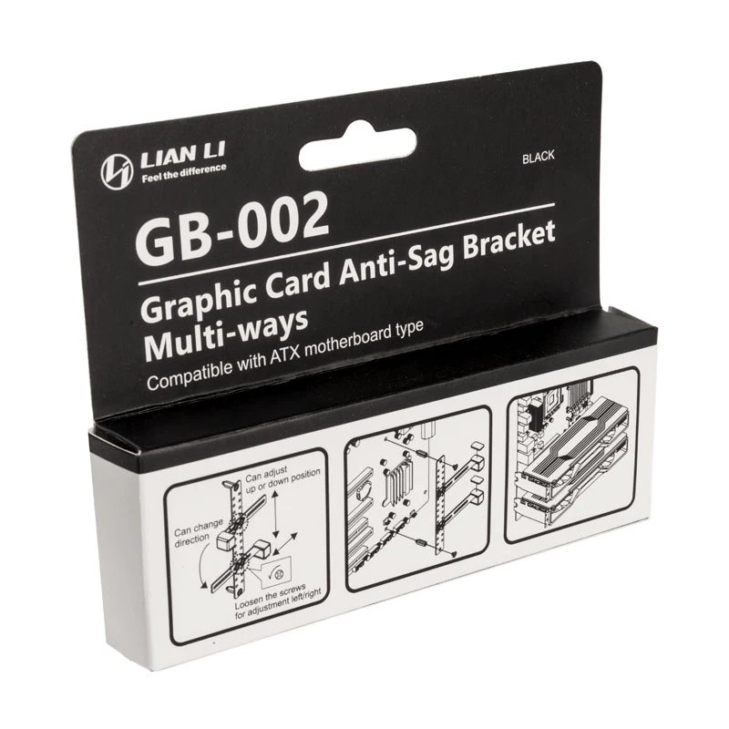 Uchwyt na kartę graficzną Lian Li GB-002 Stal Uniwersalny 128,4 mm x 104 mm, czarny, obsługuje 2 GPU