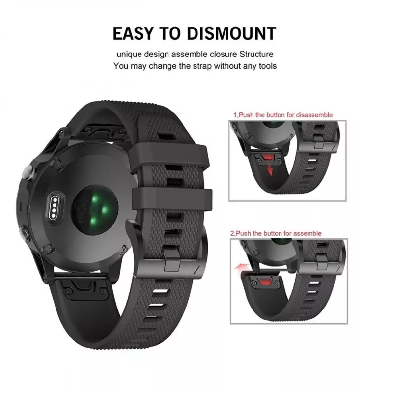 Pasek do zegarka Tech-Protect dla serii Garmin Fenix — kompatybilny z Fenix 3, 5X, 3HR, 5X Plus, 6X, 6X Pro, 7X — Czarny