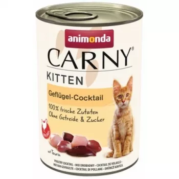 Mokra karma dla kotów animonda Carny Kitten Cocktail z drobiem 400 g puszka, wilgotność 80%, białko 10,5%