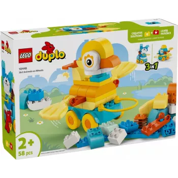 Zestaw klocków LEGO DUPLO 3w1 Zwierzęta na kółkach 10448 — Zestaw konstrukcyjno-zabawowy DUPLO, 58 elementów, od 2 lat