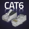 Złącze modularne RJ45 QOLTEC 54556 CAT6 FTP, srebrne, 18×22×11 mm, opakowanie 100 szt.