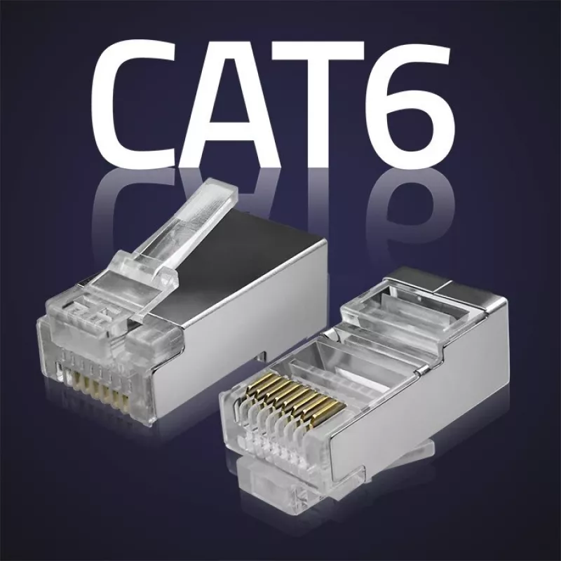 Złącze modularne RJ45 QOLTEC 54556 CAT6 FTP, srebrne, 18×22×11 mm, opakowanie 100 szt.