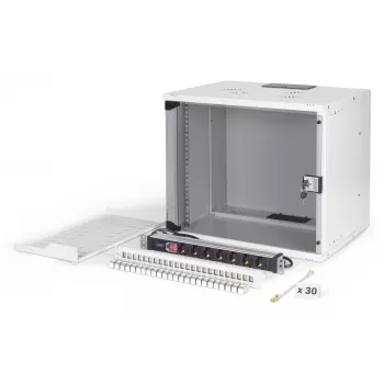 Szafka sieciowa naścienna DIGITUS SOHO Pro 19 cali 9U, 540 x 400 mm, IP20, zamek na klucz, 60 kg