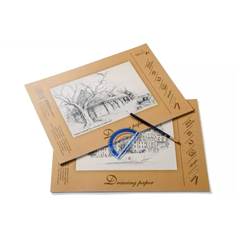 Papier do rysowania i szkicowania SMLT A3, 160 g/m², 20 arkuszy, klejony