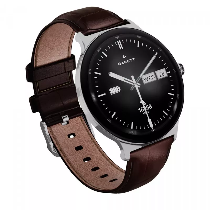 Smartwatch Garett Quantum — srebrny ze stali nierdzewnej
