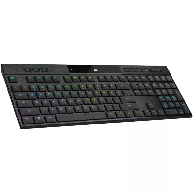 Klawiatura mechaniczna gamingowa Corsair K100 RGB AIR bezprzewodowa, ultracienka, Cherry ULP Tactile – czarna, DE