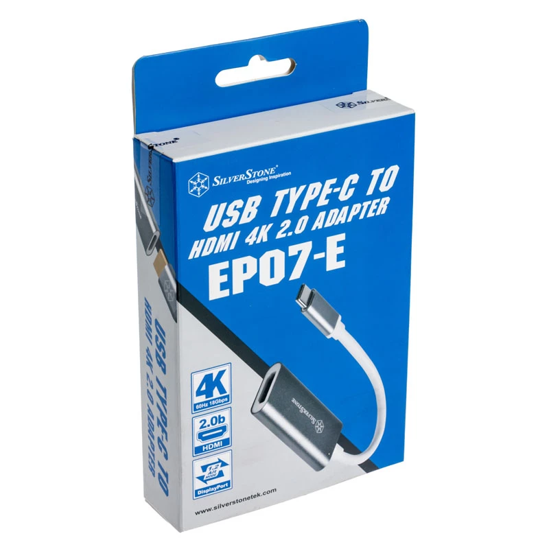 Adapter SILVERSTONE USB 3.1 Type-C do HDMI 2.0b SST-EP07C-E, adapter wyjścia wideo