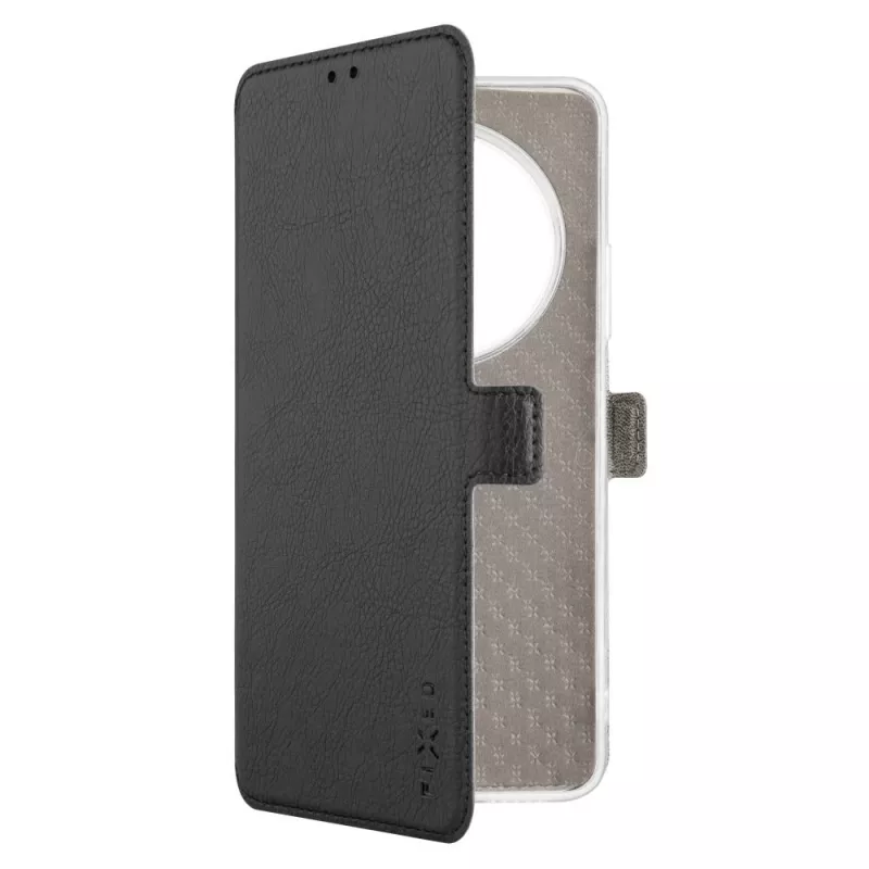 Skórzane etui książkowe FIXED do Xiaomi Redmi 14C, czarne — etui ochronne na przód i tył