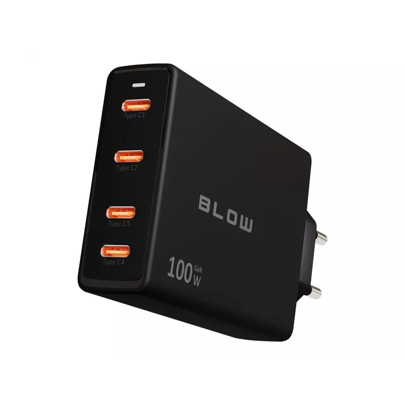 Ładowarka ścienna BLOW 4×USB-C PD 100W GaN, 4 porty, PD 3.0, PPS, wejście 200–240V