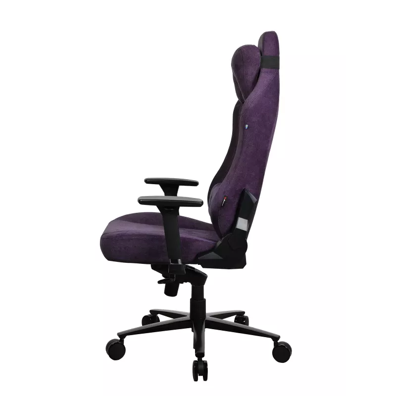 Fotel gamingowy Arozzi Vernazza SoftFabric fioletowy — ergonomiczna konstrukcja, regulowane podłokietniki i wysokość