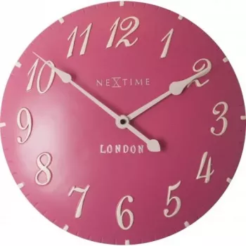 NeXtime klok 3084rz London Arabic, Ø34,5 cm, Ścienny, Różowo-biały