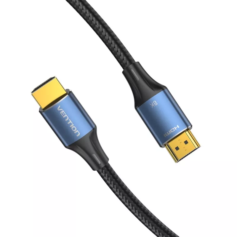 Vention Kabel HDMI-A męsko-męski w oplocie bawełnianym 8K 5M niebieski aluminium