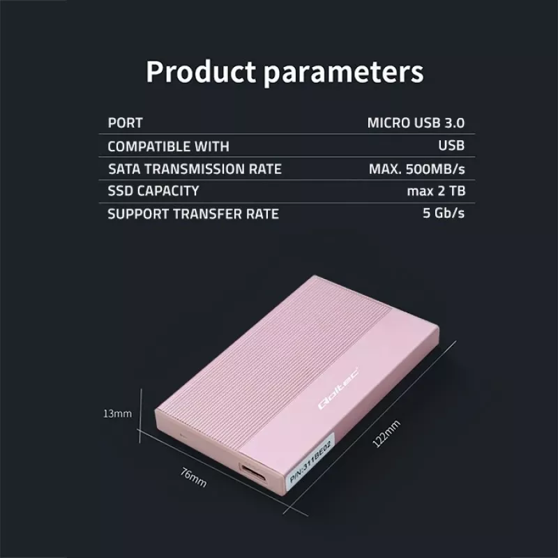 Obudowa na dysk SSD/HDD 2,5 inch, SATA, USB 3.0, 2 TB