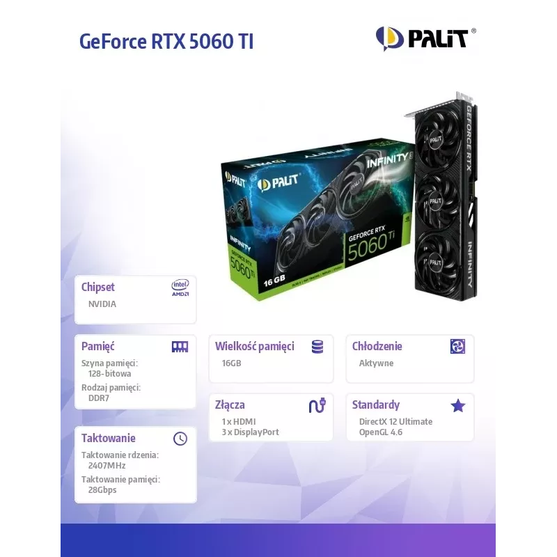 Karta graficzna Palit GeForce RTX 5060 Ti 16 GB GDDR7