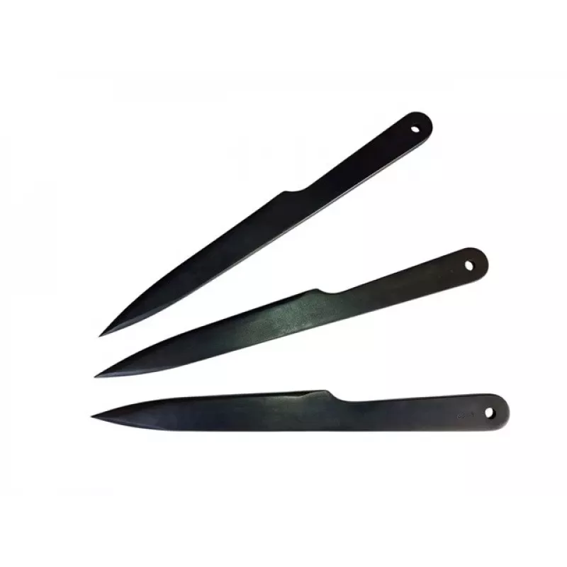 Zestaw noży do rzucania KAL22 KAL22-CZ — 3 czarne stalowe noże do rzucania, ostrze 165 mm, długość 275 mm, waga 240 g