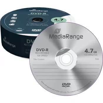 MediaRange - 25 x DVD-R - 4,7GB (120 Min.) 16x - Wrzeciono (MR403)
