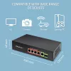 Przełącznik Ethernet PoE QOLTEC 52296 — 4 porty RJ45 PoE, 1 port uplink RJ45