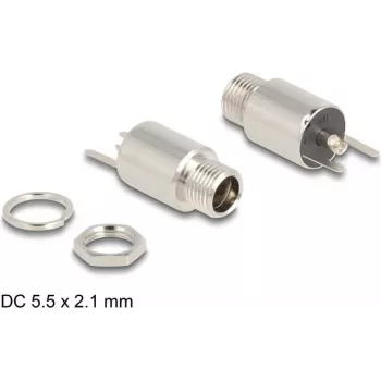 DeLOCK Złącze DC 5.5 x 2.1 mm żeńskie w panel, wersja do lutowania 20 V 9 A