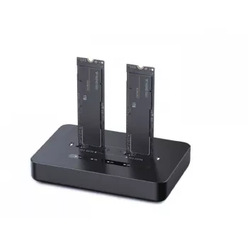 GEMBIRD stacjonarny dual-drive USB Type-C M.2 NVMe i SATA SSD stacja dokująca DD2-U3M2, obsługuje M.2 2242, 20 Gbit/s, RTL9210B