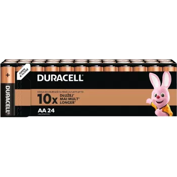 Zestaw baterii alkalicznych Duracell AA (LR6) — 24 sztuki, jednorazowe