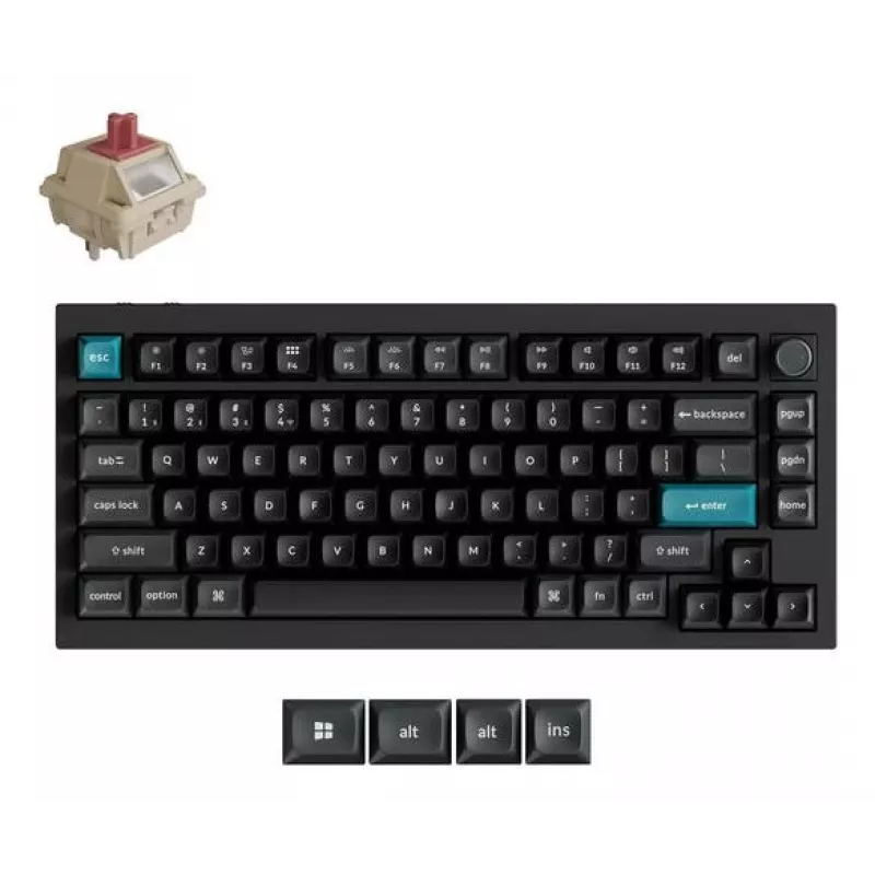 Mechaniczna klawiatura Keychron Q1 Ultra 8K — układ 75%, USB + RF Wireless + Bluetooth, RGB, czarna
